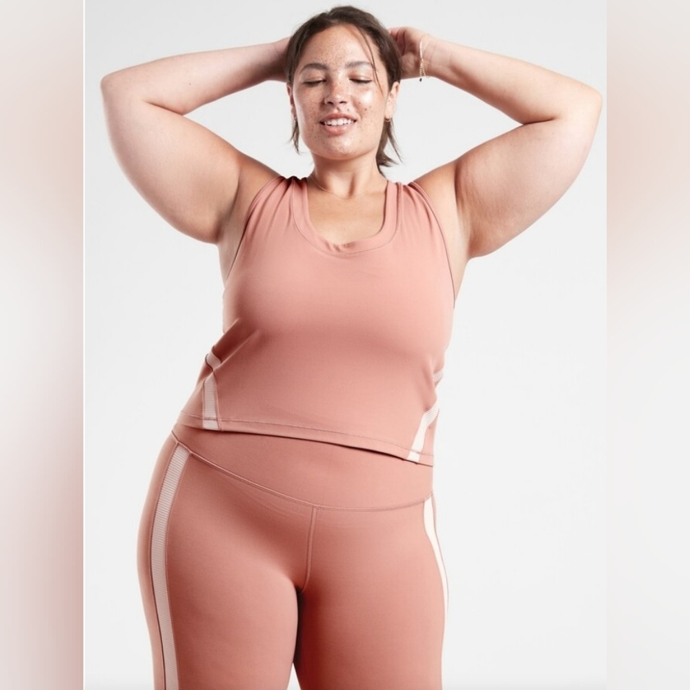 🎉Athleta Shanti Rib Crop Tank 3.0; 2 Shades of Pink; Size 1X; Breathable; Soft